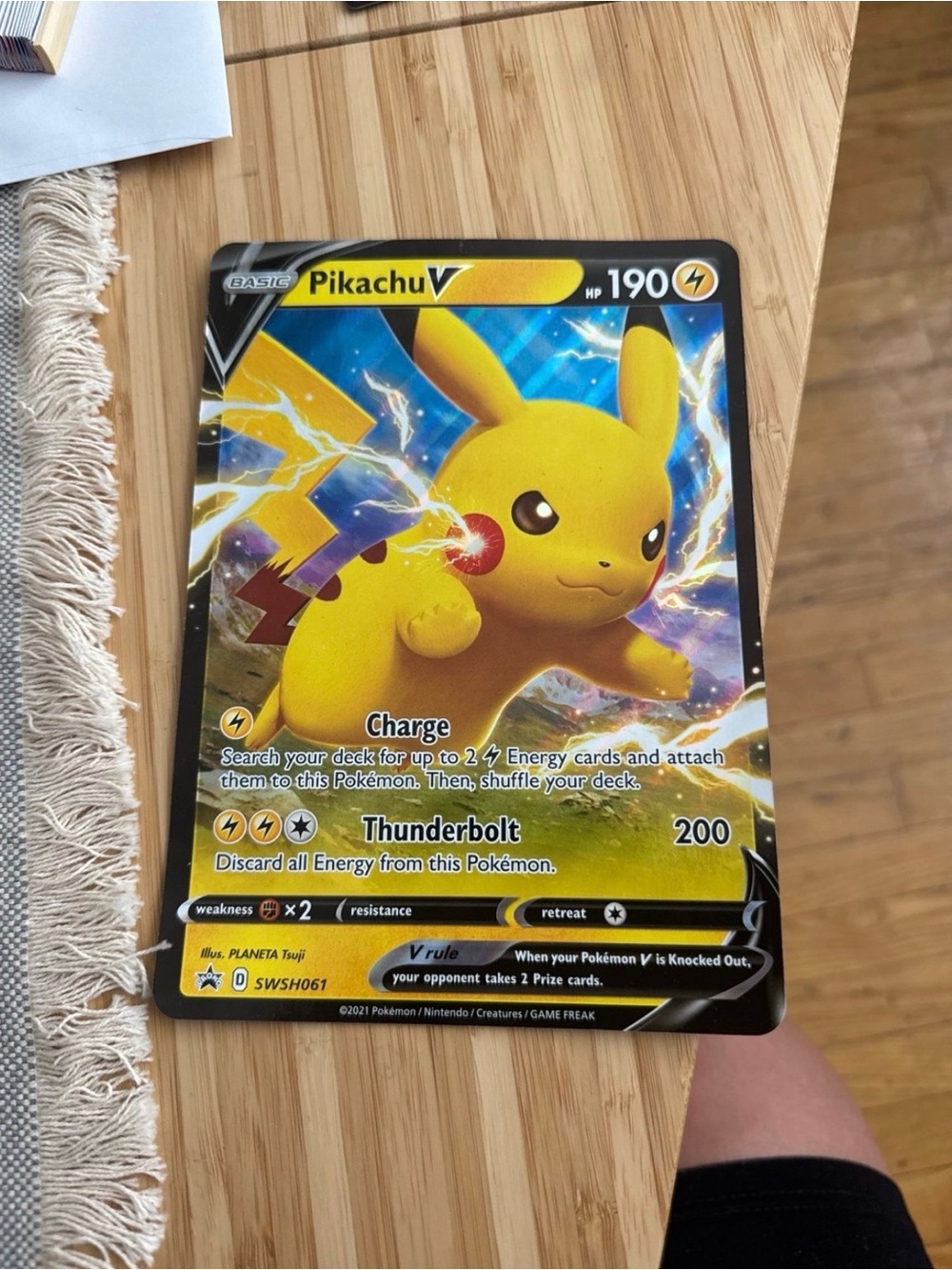 Pokemon Pikachu V Holographic Card - Yellow, Blue